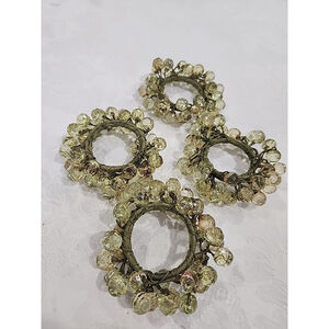 (4) GREEN Faceted Lucite Bead Wreath Napkin Rings